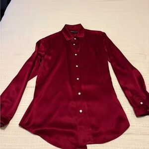 Polo Ralph Lauren Deep Red Satin Button-Down Shirt